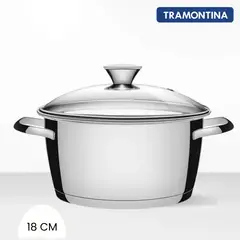TRAMONTINA - Olla de Acero Allegra 18 Cm - Tapa de Vidrio