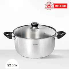 RECORD - Olla de Acero Inox Luxe N° 22 - Tapa de Vidrio