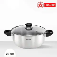 RECORD - Olla de Acero Inox Milenium N° 22 - Tapa de Vidrio