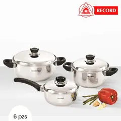 RECORD - Juego de Olla Basic Set Tapa de Acero 6 Piezas