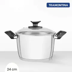 TRAMONTINA - Olla Profesional Allegra Baja 24 Cm -Tapa de Vidrio