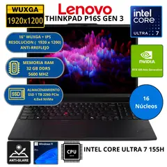 LENOVO - Laptop THINKPAD P16S GEN 3 INTEL CORE ULTRA 7-RAM 32GB SSD 1 TB 16" WUXGA WINDOWS 11