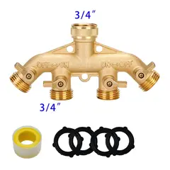 GENERICO - Conector Grifo Latón 4 Vías 3/4 divisor multiple para caño jadin