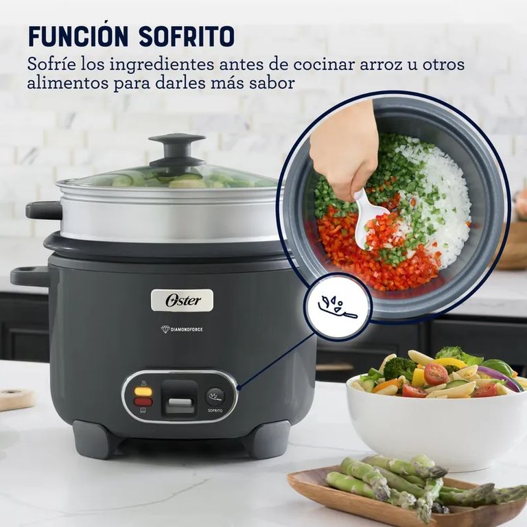 Arrocera 10 Tazas Con Recubrimiento Diamondforce Con Función De Sofrito Y Vaporera CKSTRC10DFSKE_