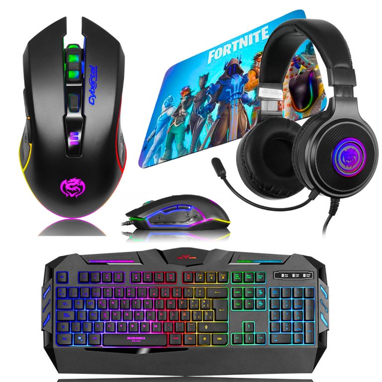 Kit Gamer 4en1 Audífono + Mouse 3200dpi + Teclado Rgb+ Pad