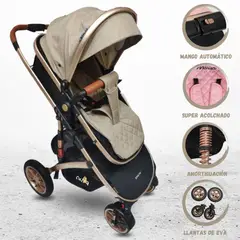 BABY HAPPY - Coche Deportivo Moisés para Bebé «MONACO» Beige