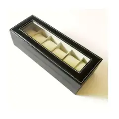 GENERICO - Organizador Para 6 Relojes De Forro Cuerina Negro