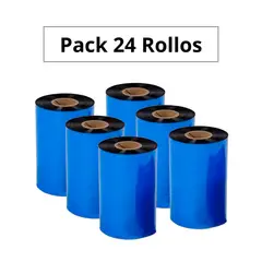 GENERICO - Cinta Ribbon CERA Negra 110 mm x 300mts - Pack 24 Rollos
