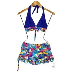 GENERICO - Bikini Licra UV Top Falda Clara Campoamor Azulino GL-30