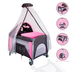 EBABY - Cuna Corral Reyna Para Bebés «NAPY» Ligth Pink