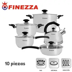 FINEZZA - Juego De Olla Helena 10 Piezas Fz-1060TG Acero Inox 18/10