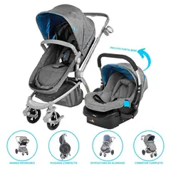 INFANTI - Coche Cuna 4 en1 para Bebé Travel System«EPIC 3G« Light Blue