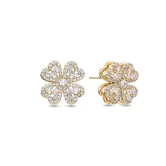 CLEO JOYAS & ACCESORIOS - Arete Trebol Giratorio Acero Dorado