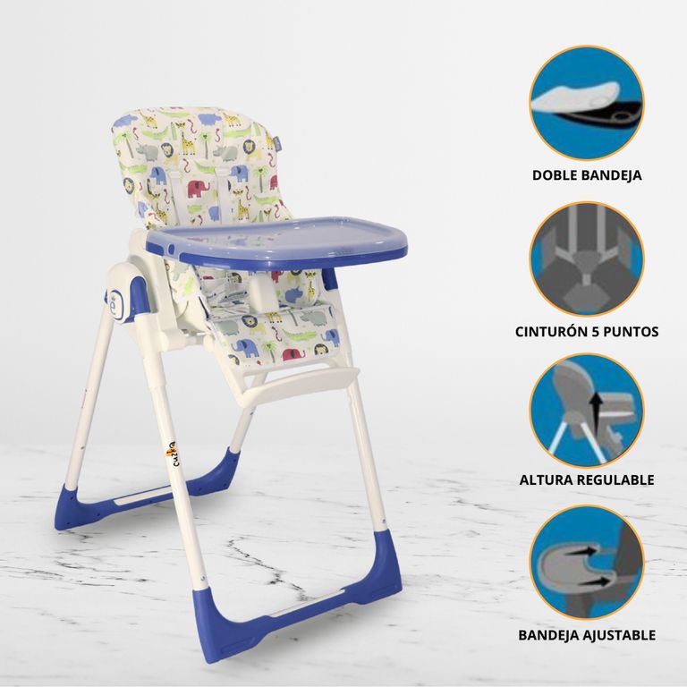 Silla de Comer Graduable para Bebé «NELLY» Blue