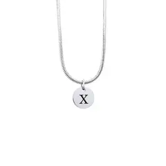 GENERICO - Collar Cadena Inicial Letra X acero inoxidable antialérgico