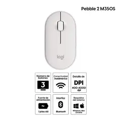 LOGITECH - Mouse Bluetooth PEBBLE 2 M350S WHITE