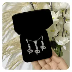 GENERICO - Set Aretes Collar Mujer Serpiente Filigrana Regalo Plata