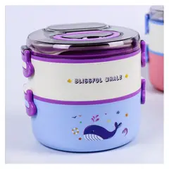 GENERICO - Taper Lonchera de Alimentos de 2Pisos Ballenita para Niños