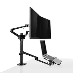 NEO DIGITAL - Soporte Brazo Doble De Aluminio Para 2 Monitores y Laptop