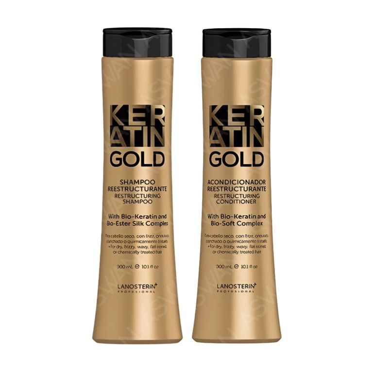 Kit Keratin Gold Shampoo 300 ml + Acondicionador 300 ml