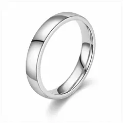 GENERICO - Anillo Aro Liso Acero Inoxidable Plateado Unisex Minimalista