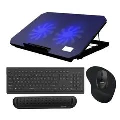 GENERICO - Kit Cooler Nuoxi S200 + TecladoMouse FOREV+ Almohadilla + Mouse Pad - Negro
