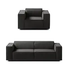 GENERICO - Juego de Sala Vitoriano 2-1 - Gris Oscuro