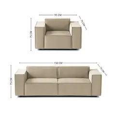 GENERICO - Juego de Sala Vitoriano 2-1 - Beige Claro