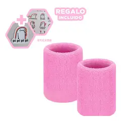 GENERICO - Pack12 Bandas Muñequeras para Sudor Rosado Y+Regalo Stickers