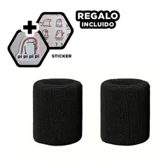 GENERICO - Pack12 Bandas Muñequeras para Sudor Negro Y+Regalo Stickers