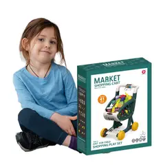 GENERICO - Pack2 Carrito de Market Kids Verde Oscuro Y+Papel de Regalo