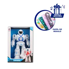 GENERICO - Robot con Caminata Automatica Azul Y+Papel de Regalo