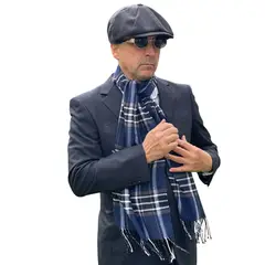 KAST PE - Bufanda multicolor con líneas Finn para hombre Azul