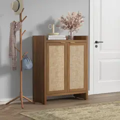 R&R MUEBLES - Zapatera Moderna Atou 2 Puertas Marrón