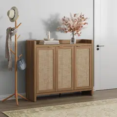 R&R MUEBLES - Zapatera Moderna Atou 3 Puertas Marrón