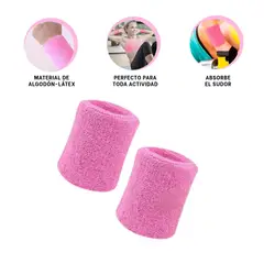 GENERICO - Pack4 Muñequeras Resistentes Rosado Y+Ligas de Regalo