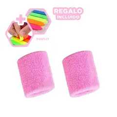 GENERICO - Pack6 Muñequeras Absorbentes Rosado Y+Banderitas Adhesivas