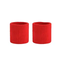 GENERICO - Pack2 Muñequeras Deportivas Absorbentes Algodon Latex Rojo