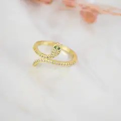 CLEO JOYAS & ACCESORIOS - Anillo Snake Dorado Acero