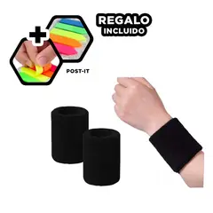 GENERICO - Pack6 Muñequeras Absorbentes Negro Y+Banderitas Adhesivas