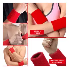 GENERICO - Pack6 Bandas Absorbentes Muñecas Rojo Y+Regalo Agendita