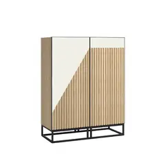 TU MESITA - Vitrina Baja Moderna Petra 2 pùertas color Blanco/Duna