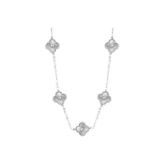 CLEO JOYAS & ACCESORIOS - Collar 5 treboles Dupe Van Cl Plateado