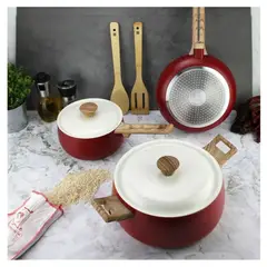 ICHIMATSU - JUEGO DE OLLAS X 7 PIEZAS ALUMINIO CON TAPAS BLANCAS