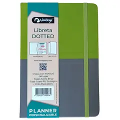 VANTAGE - LIBRETA DOTTED 14x21 - verde gris