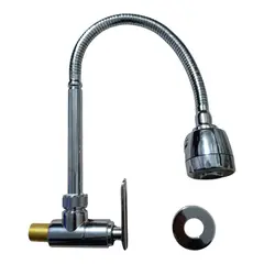 GENERICO - Grifo Caño Pared Pesado de Cocina Bronce Cromado agua fría flexible