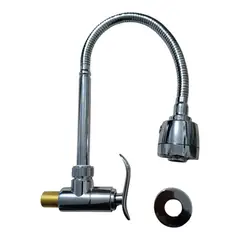 GENERICO - Grifo Caño Pared Pesado de Cocina Bronce Cromado agua fría flexible