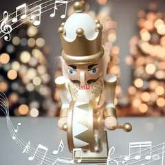 GENERICO - Cascanueces Grande Navideño Musical Toca Tambor Rey Blanco