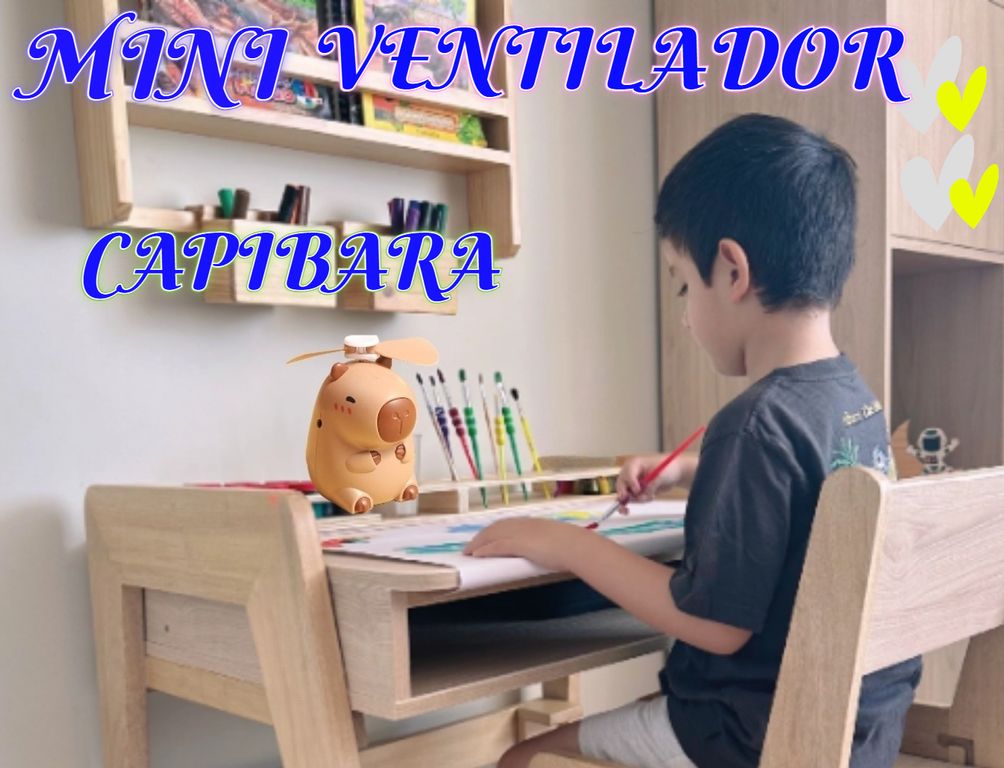 VENTILADOR RECARGABLE OFICINA MINI DE ESCRITORIO EXTRAFUERTE DE CAPIBARA