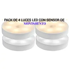 GENERICO - PACK DE 4 LUCES LED INTELIGENTE CON SENSOR DE MOVIMIENTO RECARGABLE